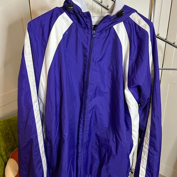 Vintage Men's Purple and White Windbreaker - Picture 1 of 4